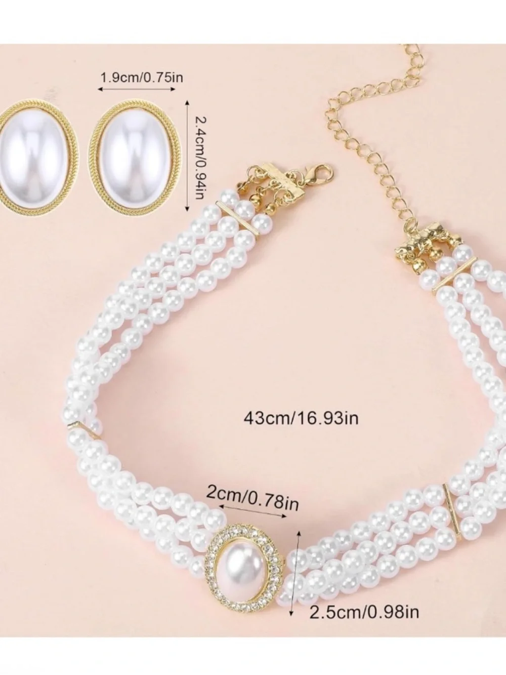 Classic White Multi-Strand Pearl Choker with Central Pearl Pendant
